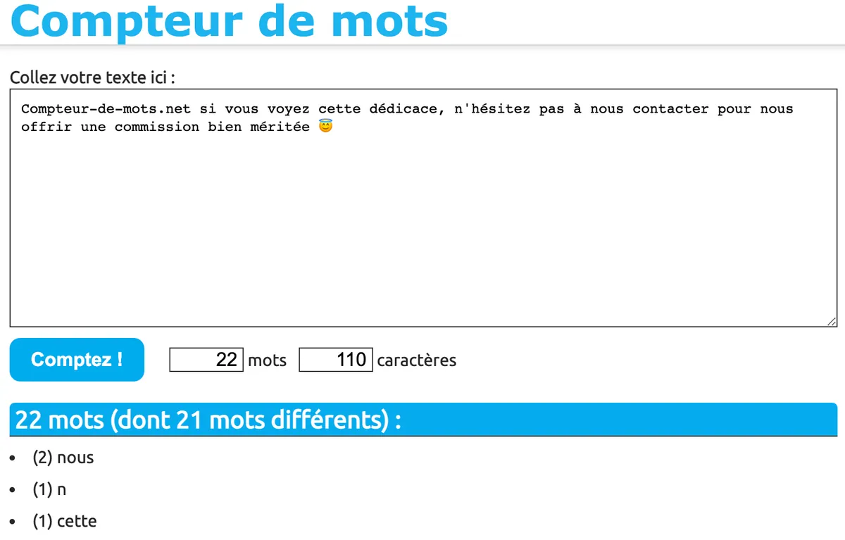 Compteur de mots en ligne : nombre de mots, de caractères et fréquence de chaque mot d’un texte
