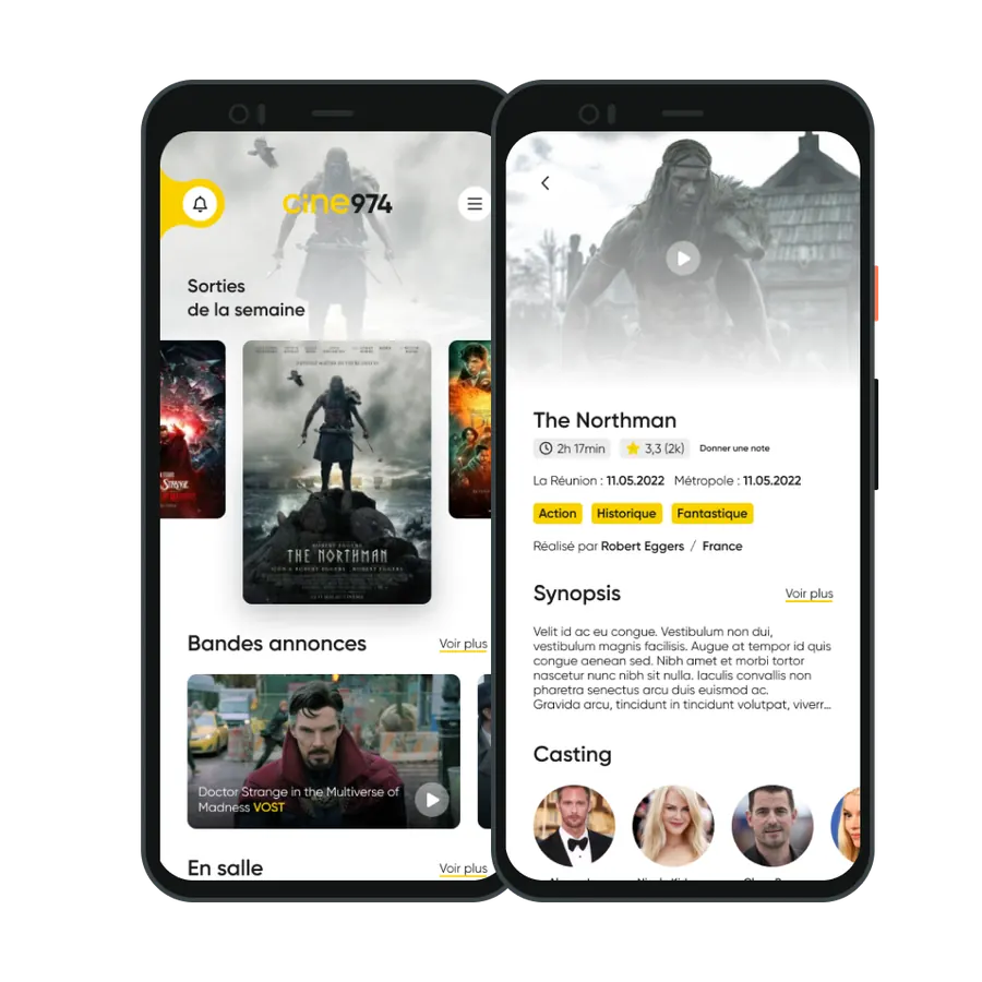 Application Cine974 avec la programmation des cinémas de La Réunion