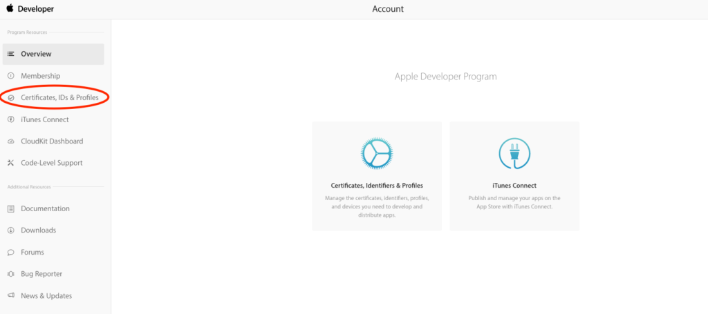 connexion "https://developer.apple.com/account/"