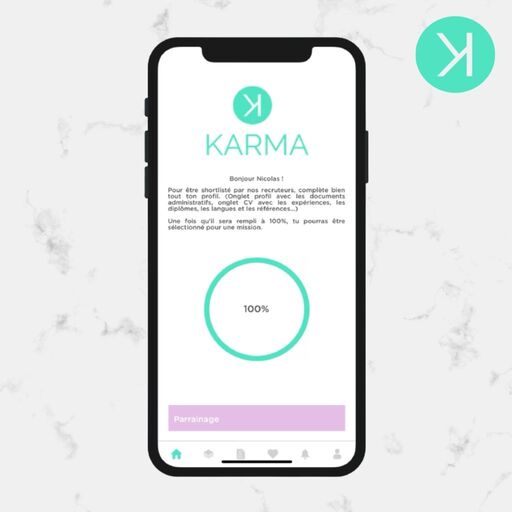 Se connecter sur l'application Karma