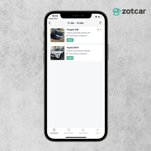 Voir sa réservation sur Zotcar