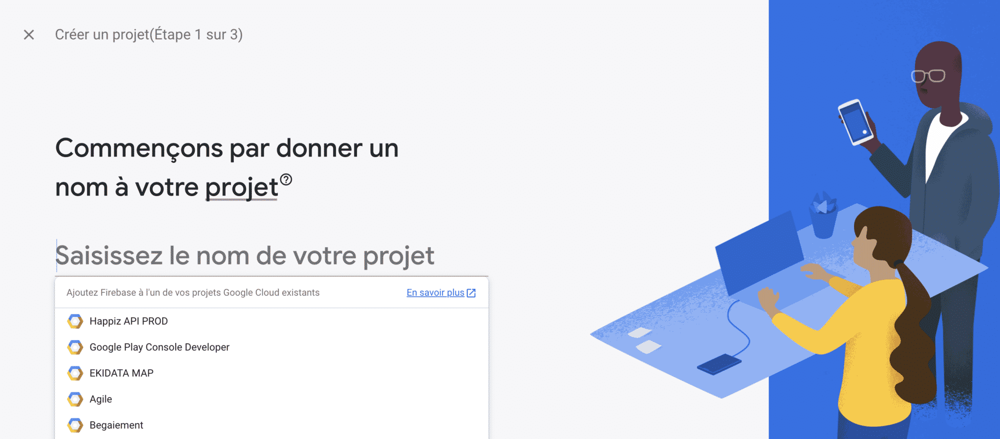 creer un projet firebase