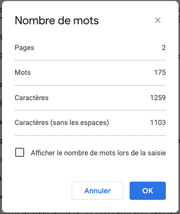 astuce connaitre le nombre de mots fiche application mobile