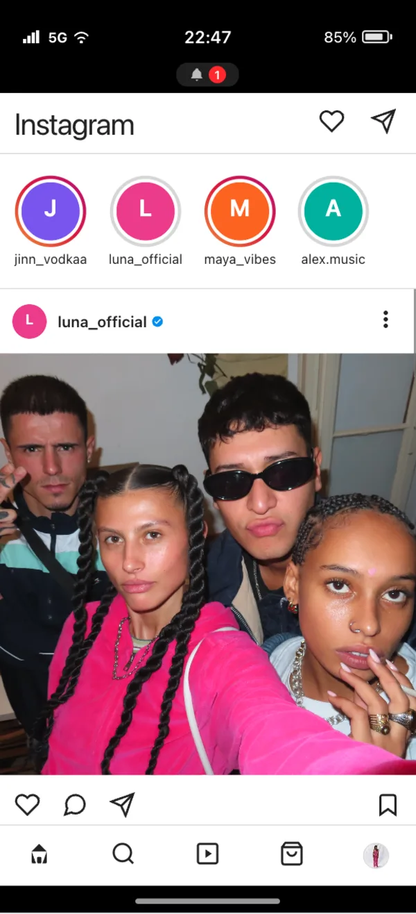 Faux profil Instagram d'un personnage de Pandora, web app documentaire interactive